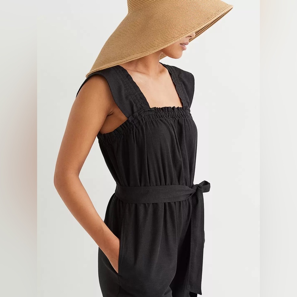 h&m linen blend jumpsuit
